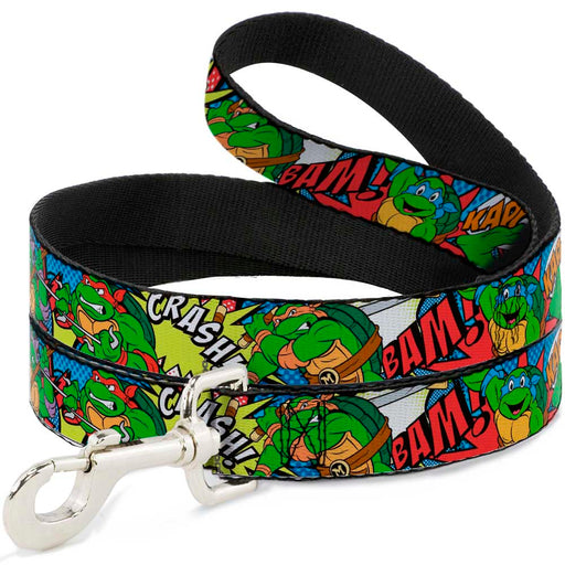 Dog Leash - Classic Teenage Mutant Ninja Turtles Action Poses/Action Bubbles Dots Blues Dog Leashes Nickelodeon   