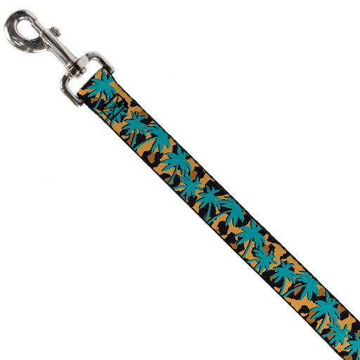 Dog Leash - Palm Tree Silhouette Leopard Brown/Turquoise Dog Leashes Buckle-Down   