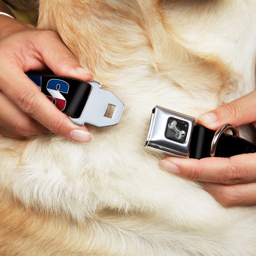 Dog Bone Seatbelt Buckle Collar - TEXAS w/Star Black/White/Blue/Red Seatbelt Buckle Collars Buckle-Down   