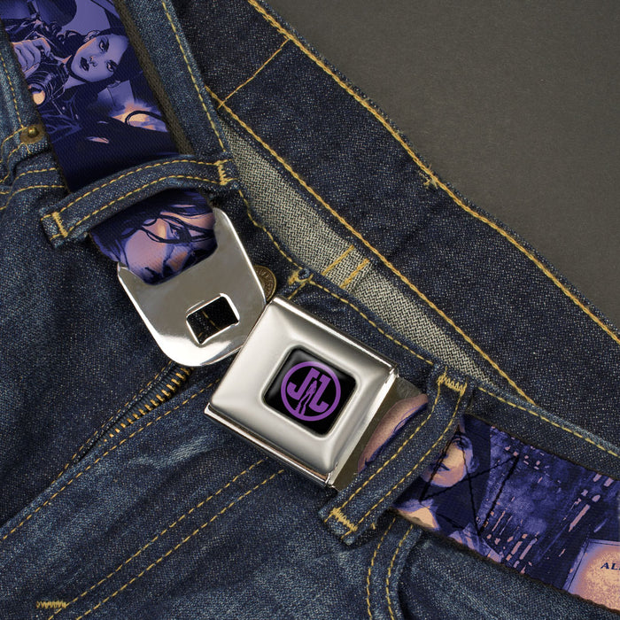 Jessica Jones JL Icon Full Color Black/Purple Seatbelt Belt - JESSICA JONES 4-Poses/ALIAS INVESTIGATIONS Business Card Pinks/Purples Webbing Seatbelt Belts Marvel Comics   