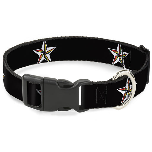 Plastic Clip Collar - Nautical Star Black/White/Rainbow Plastic Clip Collars Buckle-Down   