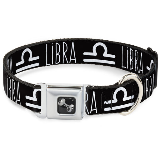 Dog Bone Seatbelt Buckle Collar - Zodiac LIBRA/Symbol Black/White Seatbelt Buckle Collars Buckle-Down   
