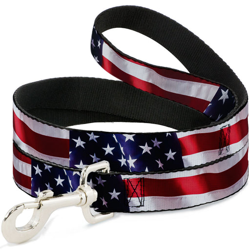 Dog Leash - American Flag Vivid CLOSE-UP Dog Leashes Buckle-Down   