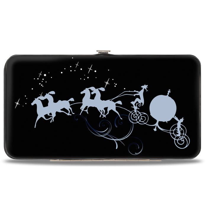 Hinged Wallet - Cinderella COUNTDOWN TO MIDNIGHT Pose + Pumpkin Coach Silhouette Black Blues White Hinged Wallets Disney   