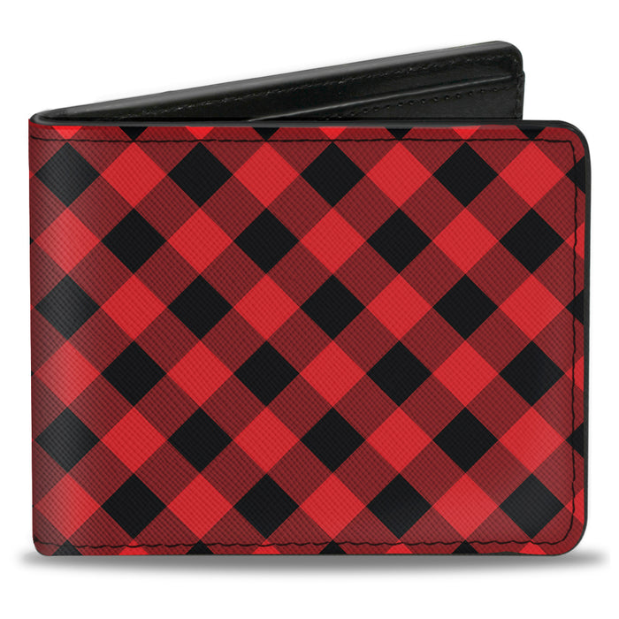 Bi-Fold Wallet - Diagonal Buffalo Plaid Black Red Bi-Fold Wallets Buckle-Down   