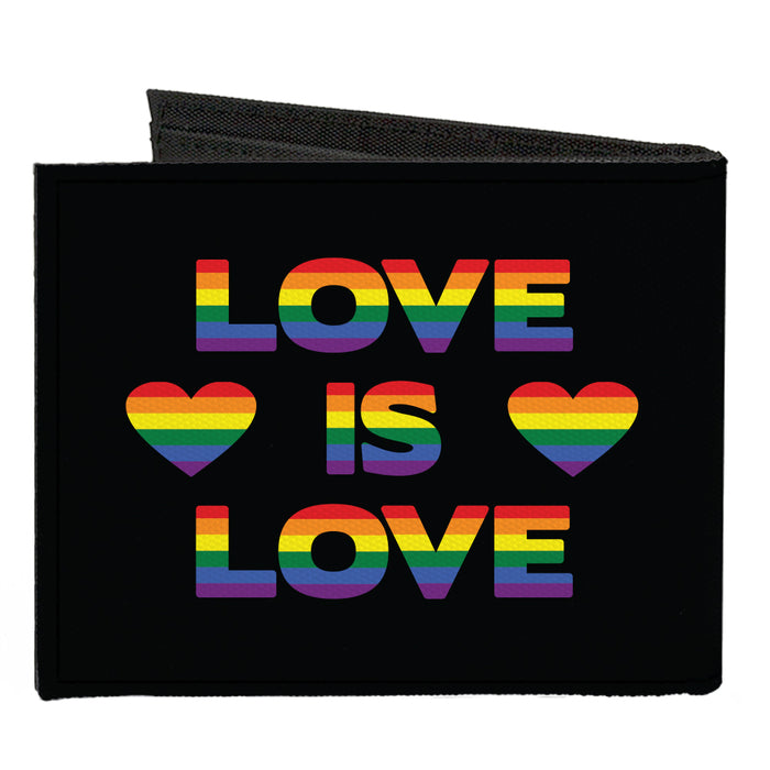 Canvas Bi-Fold Wallet - LOVE IS LOVE Heart Black Rainbow Canvas Bi-Fold Wallets Buckle-Down   
