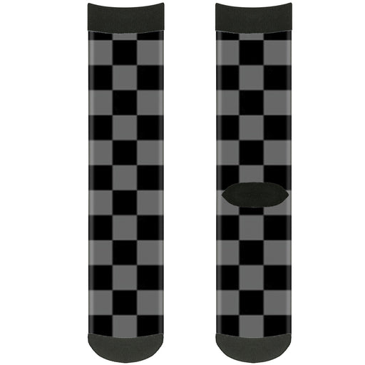Sock Pair - Polyester - Checker Black Gray - CREW Socks Buckle-Down   