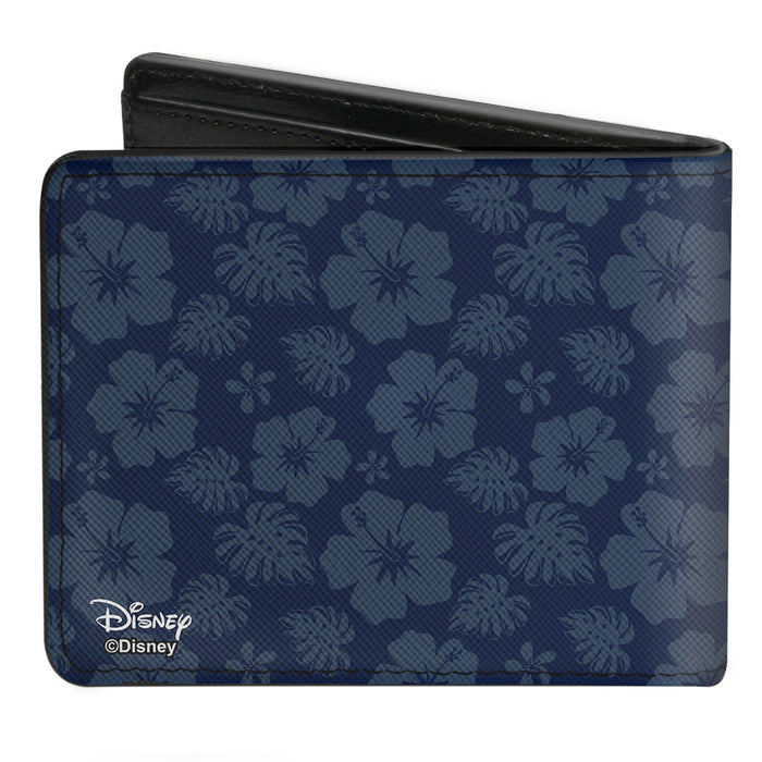 Bi-Fold Wallet - Stitch Winking Pose Tropical Flora Blues Bi-Fold Wallets Disney   