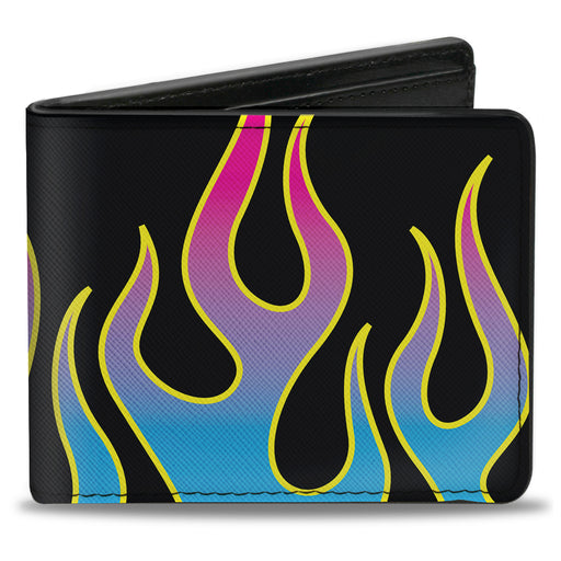 Bi-Fold Wallet - Flames Black Blue Pink Bi-Fold Wallets Buckle-Down   