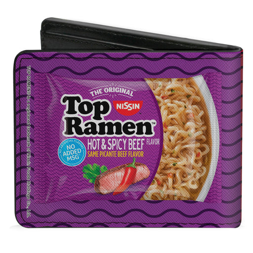 Bi-Fold Wallet - Top Ramen Vivid Beef + Hot & Spicy Beef Packages Noodle Wave Red Purple Black Bi-Fold Wallets Nissin Foods   