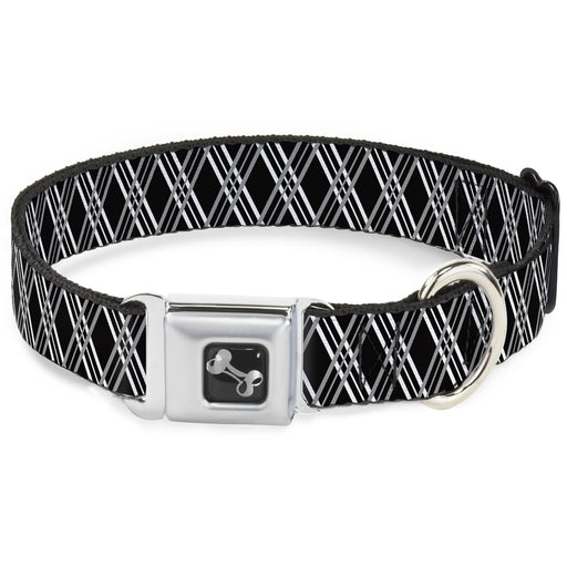Dog Bone Seatbelt Buckle Collar - Zig Zag Black/Gray/White Seatbelt Buckle Collars Buckle-Down   
