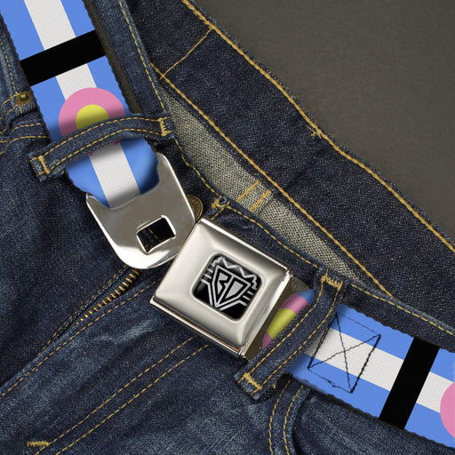 BD Wings Logo CLOSE-UP Full Color Black Silver Seatbelt Belt - Colorado Flags Pastel Webbing Seatbelt Belts Buckle-Down   