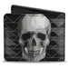 Bi-Fold Wallet - Geometric 3-D Skull Face Chevron Black Grays White Bi-Fold Wallets Buckle-Down   