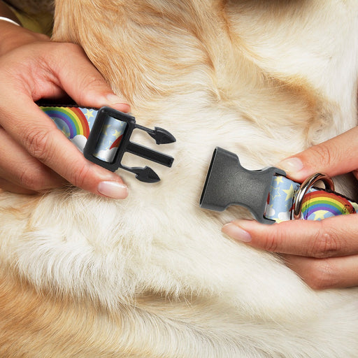 Plastic Clip Collar - Rainbows & Stars Light Blue/Yellow/Rainbow Plastic Clip Collars Buckle-Down   