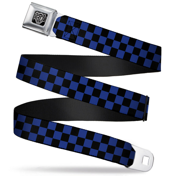 BD Wings Logo CLOSE-UP Full Color Black Silver Seatbelt Belt - Checker Black/Royal 288C Webbing Seatbelt Belts Buckle-Down   