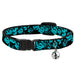 Cat Collar Breakaway - Skulls Stacked Weathered Black Teal Breakaway Cat Collars Buckle-Down   