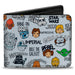 Bi-Fold Wallet - Star Wars Characters and Quotes Cartoon Collage Gray Bi-Fold Wallets Star Wars   