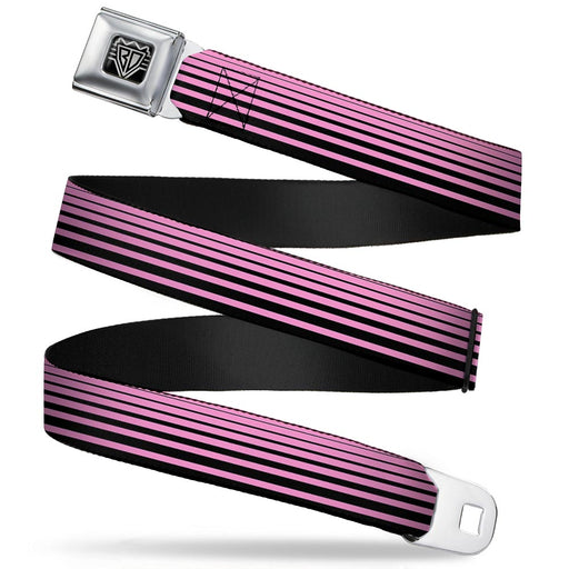 BD Wings Logo CLOSE-UP Full Color Black Silver Seatbelt Belt - Stripe Transition Black/Pink Webbing Seatbelt Belts Buckle-Down   