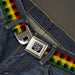 BD Wings Logo CLOSE-UP Full Color Black Silver Seatbelt Belt - Plaid Black/Rasta Webbing Seatbelt Belts Buckle-Down   