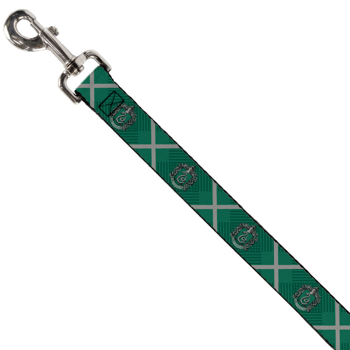 Dog Leash - Harry Potter Slytherin Crest Plaid Greens/Gray Dog Leashes The Wizarding World of Harry Potter   