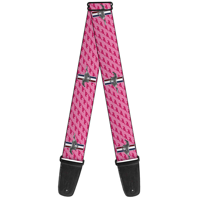 Guitar Strap - Ford Mustang w Bars w Text PINK LOGO REPEAT Guitar Straps Ford   