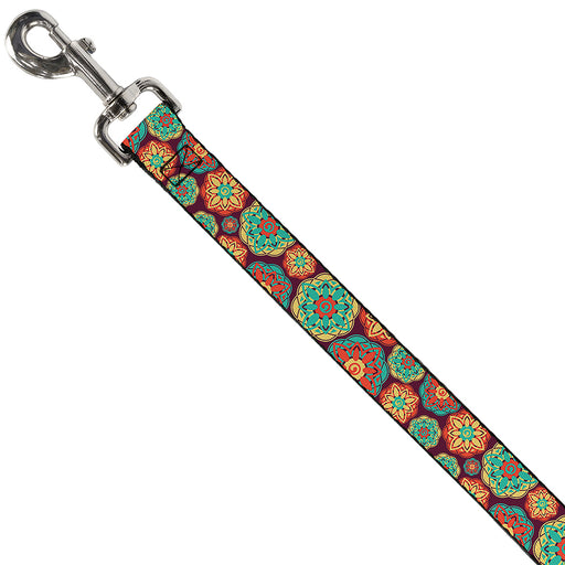 Dog Leash - Boho Mandala Burgundy/Yellow/Turquoise/Orange Dog Leashes Buckle-Down   