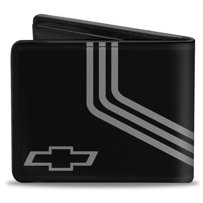 Bi-Fold Wallet - CHEVROLET Bowtie 3-Stripe Black Charcoal Bi-Fold Wallets GM General Motors   