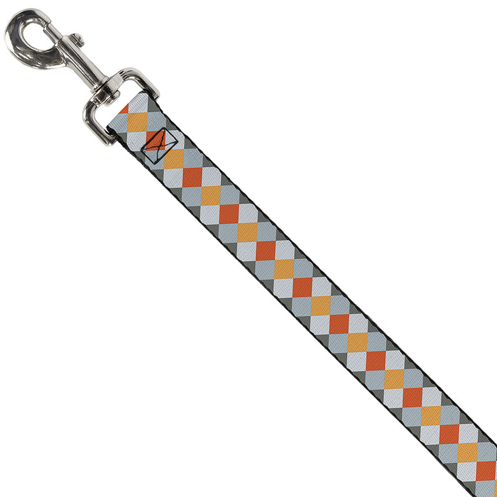 Dog Leash - Diamond Plaid Grays/Orange Dog Leashes Buckle-Down   