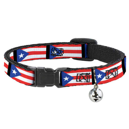 Cat Collar Breakaway - Puerto Rico Flag Repeat Black Breakaway Cat Collars Buckle-Down   