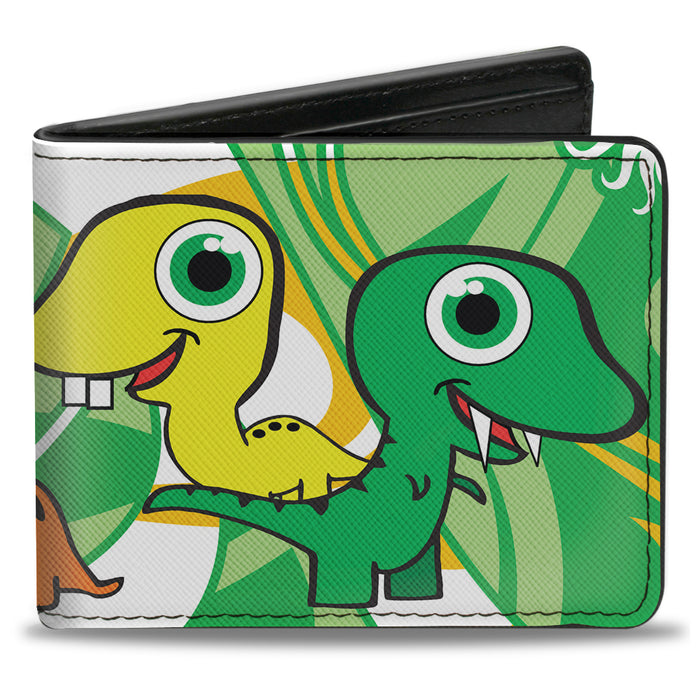 Bi-Fold Wallet - Cute Dinosaurs Yellow Green Bi-Fold Wallets Buckle-Down   