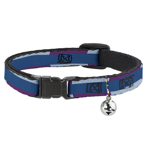 Cat Collar Breakaway - Hash Mark Stripe Turquoise Fuchsia White Breakaway Cat Collars Buckle-Down   