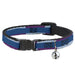 Cat Collar Breakaway - Hash Mark Stripe Turquoise Fuchsia White Breakaway Cat Collars Buckle-Down   