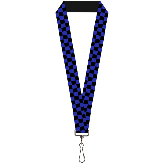 Lanyard - 1.0" - Checker Black Neon Blue Lanyards Buckle-Down   