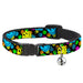 Cat Collar Breakaway with Bell - Smiley Faces Melted Stacked Black Multi Neon Breakaway Cat Collars Buckle-Down   