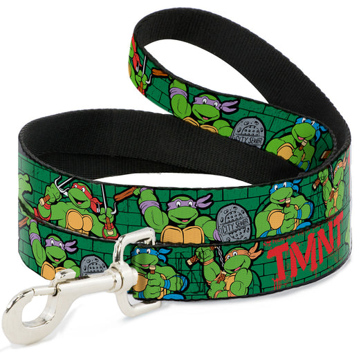 Dog Leash - Classic Teenage Mutant Ninja Turtles Group Pose2/TMNT Green Brick Wall Dog Leashes Nickelodeon   