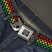 BD Wings Logo CLOSE-UP Full Color Black Silver Seatbelt Belt - Checker Black/Rasta Webbing Seatbelt Belts Buckle-Down   