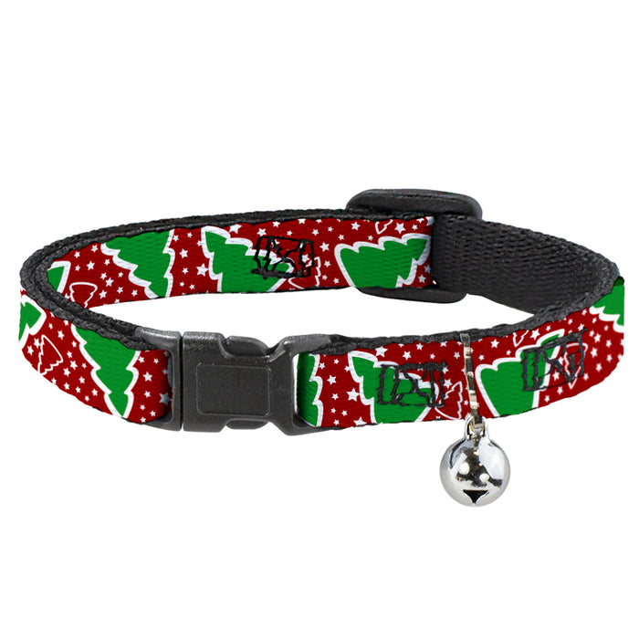 Cat Collar Breakaway - Christmas Trees Stars Red White Green Breakaway Cat Collars Buckle-Down   