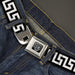 BD Wings Logo CLOSE-UP Full Color Black Silver Seatbelt Belt - Greek Key Black/White Webbing Seatbelt Belts Buckle-Down   