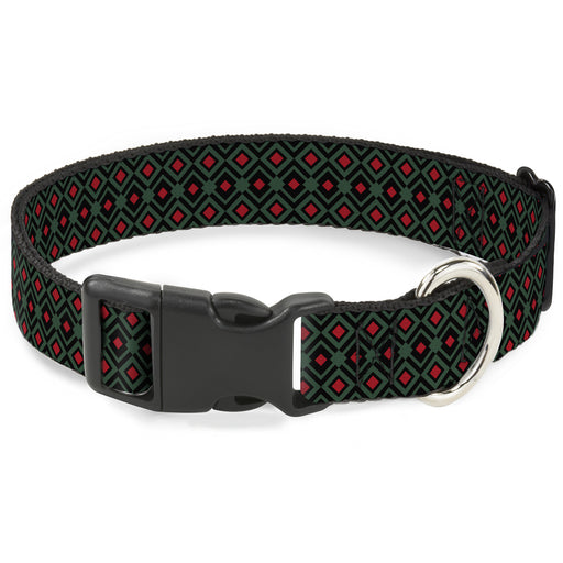 Plastic Clip Collar - Geometric3 Black/Forest Green/Red Plastic Clip Collars Buckle-Down   