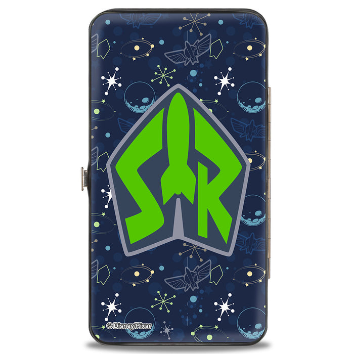 Hinged Wallet - Toy Story Buzz Lightyear Flight Pose + Space Ranger Logo Icons Blues Greens Hinged Wallets Disney   