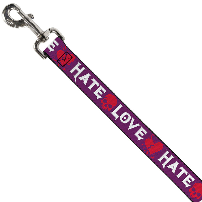 Dog Leash - Love/Hate Purple/White/Fuchsia Dog Leashes Buckle-Down   