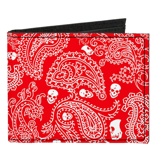 Canvas Bi-Fold Wallet - Bandana Skulls Red White Canvas Bi-Fold Wallets Buckle-Down   