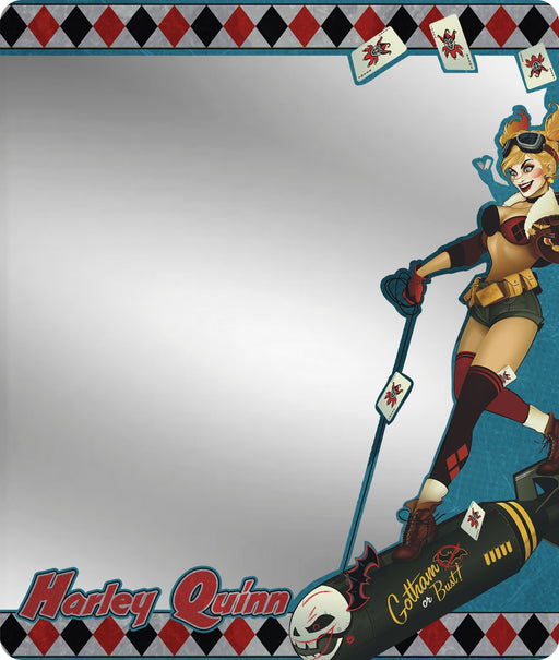 Locker Mirror - Harley Quinn Bombshell Pose Joker Cards Diamonds Blue White Red Black Locker Mirrors DC Comics   