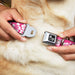Dog Bone Seatbelt Buckle Collar - Hibiscus Neon Pink/White Seatbelt Buckle Collars Buckle-Down   