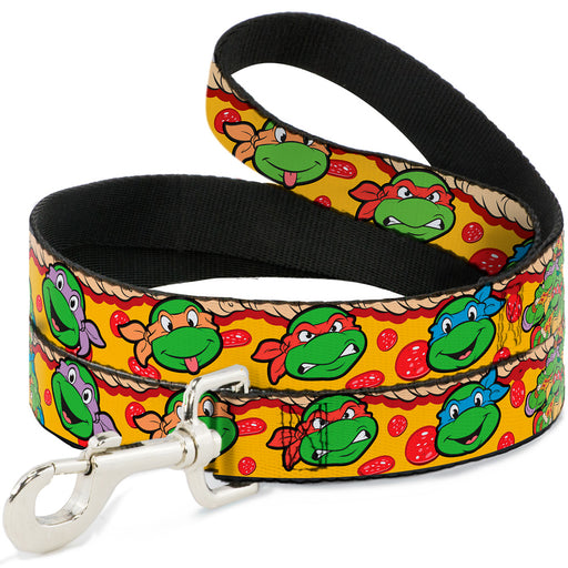 Dog Leash - Classic Teenage Mutant Ninja Turtles 4-Turtle Faces Pepperoni Pizza/Turtles Pose16 Dog Leashes Nickelodeon   