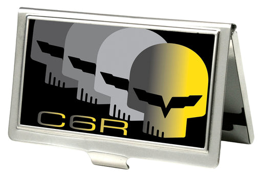 Business Card Holder - SMALL - C6 Racing w Skull Repeat FCG Black Yellow Silver Business Card Holders GM General Motors   