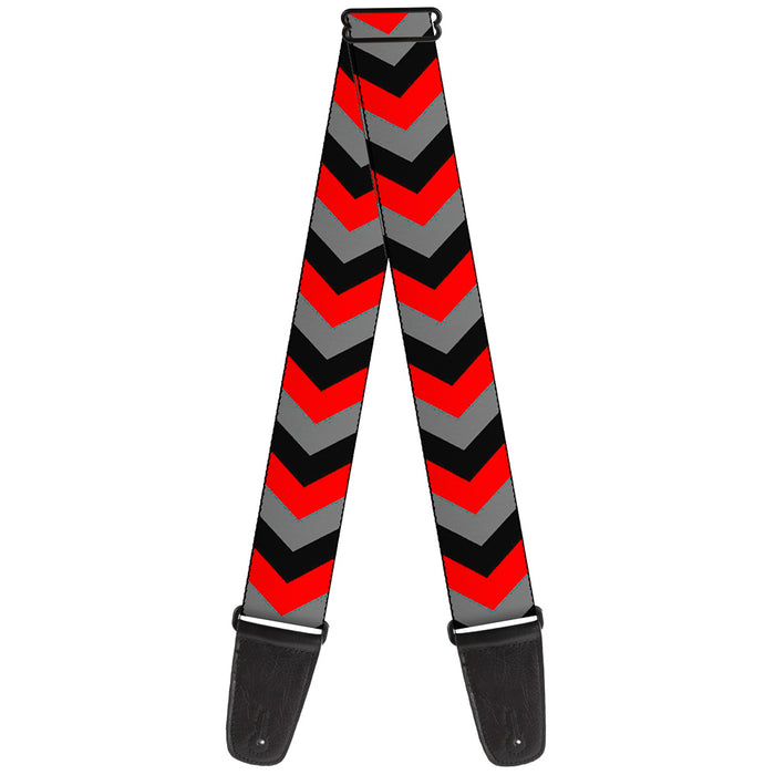 Guitar Strap - Chevron Red Black Gray Guitar Straps Buckle-Down   