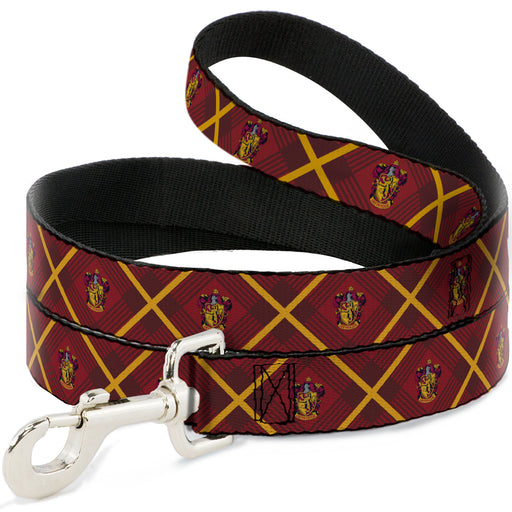 Dog Leash - Harry Potter Gryffindor Crest Plaid Reds/Gold Dog Leashes The Wizarding World of Harry Potter   