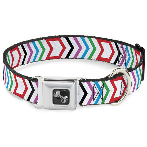 Dog Bone Seatbelt Buckle Collar - Arrows White/Multi Color Seatbelt Buckle Collars Buckle-Down   