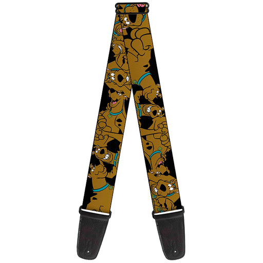 Guitar Strap - Scooby Doo Stacked CLOSE-UP Black Guitar Straps Scooby Doo   
